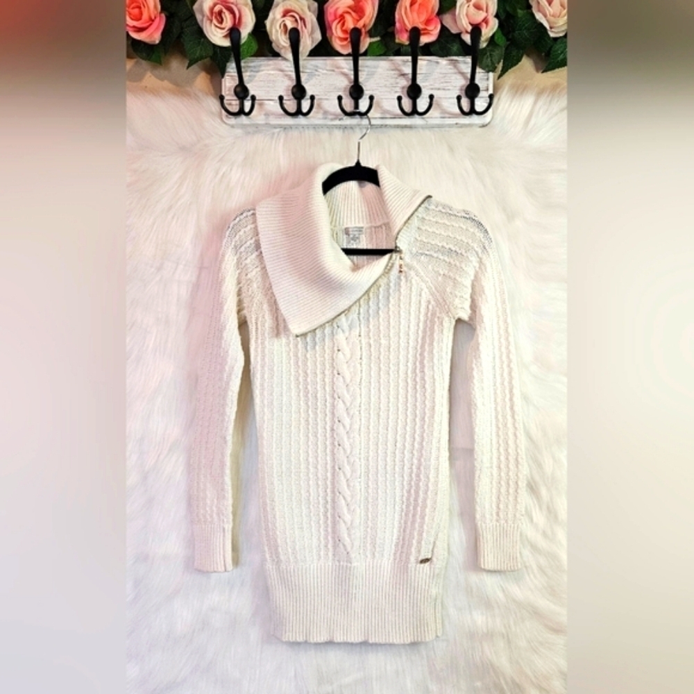 Guess Women's Classic Collegiate Sweater w/ Zippered Shawl Collar